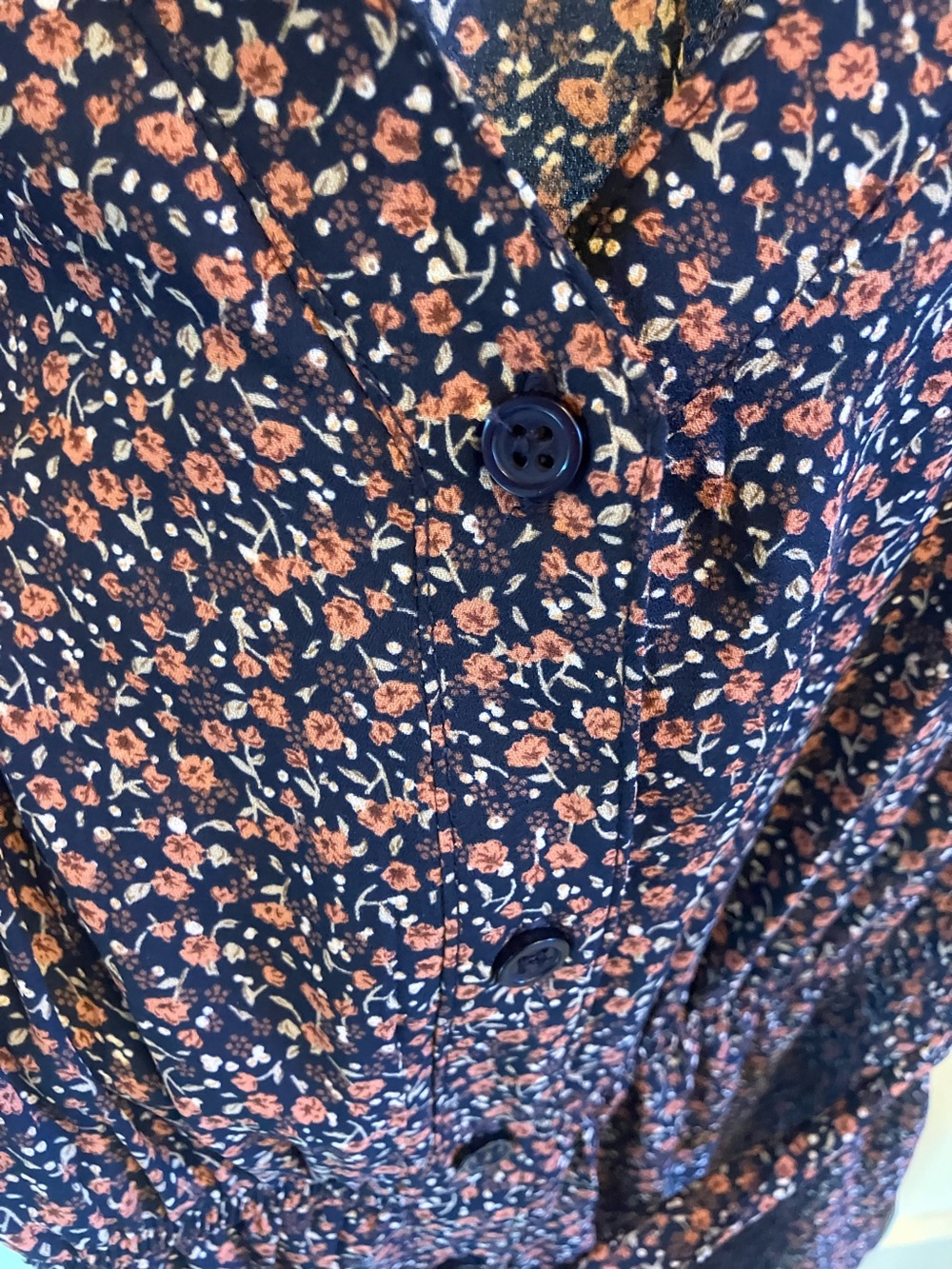 bohme Navy Maxi Dress with Rust Floral Print and Tie Waist - Picture 11 of 11